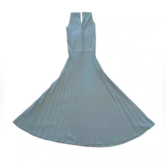 Blue Pleated Sleeveless Maxi Dress Size Small - Picture 5 of 9